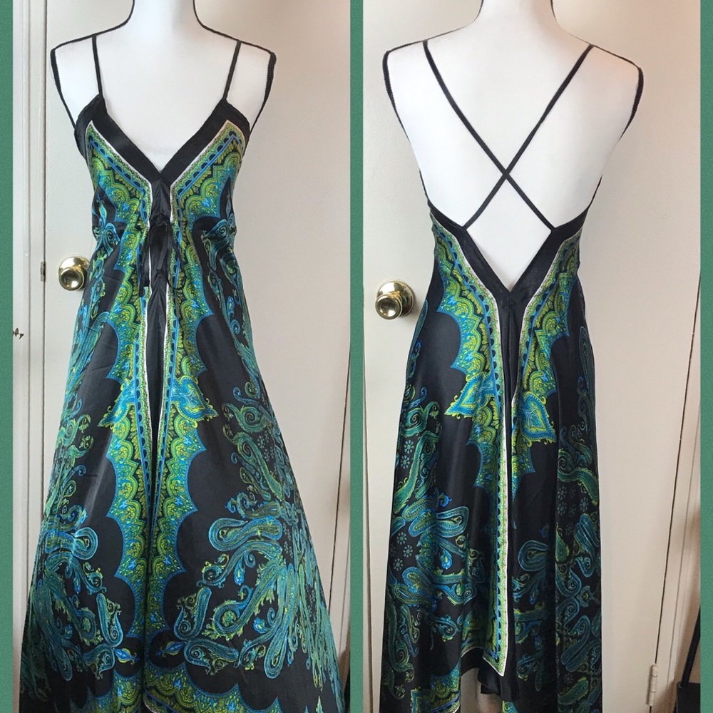 Multi Color Print Asymmetrical Maxi Dress